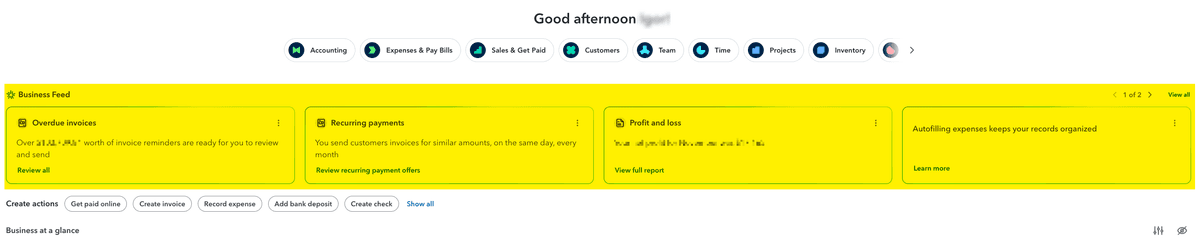 Dashboard - Remove Business Feed